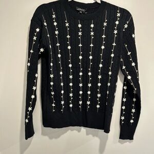 Black Sweater with White Floral Design